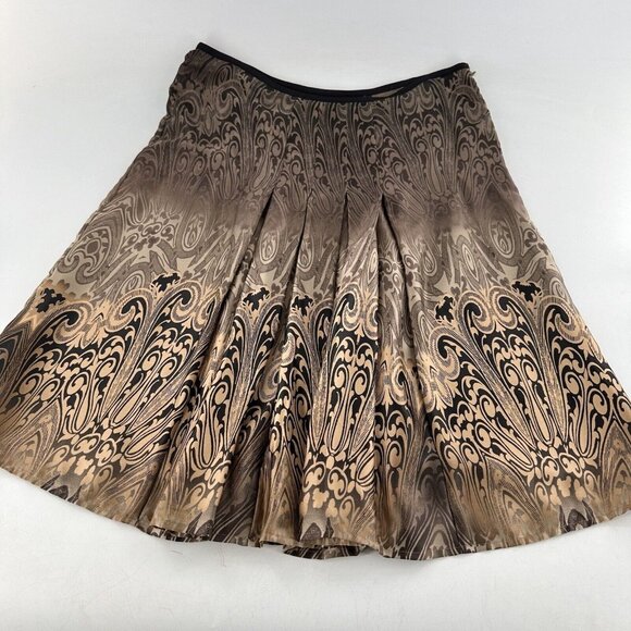 Axcess By Liz Claiborne Brown Black Pleated A-Line Skirt 8 Boho Ombre Pleated - Picture 12 of 12